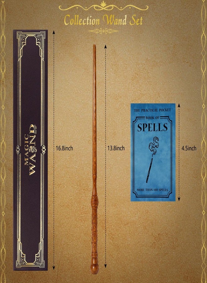 ChampWe Wooden Magic Wand Wizard Witch Wood Wands Hand Carved for Collection Cosplay Christmas Party with Spellbook & Gift Box (Foliage) - Image 5
